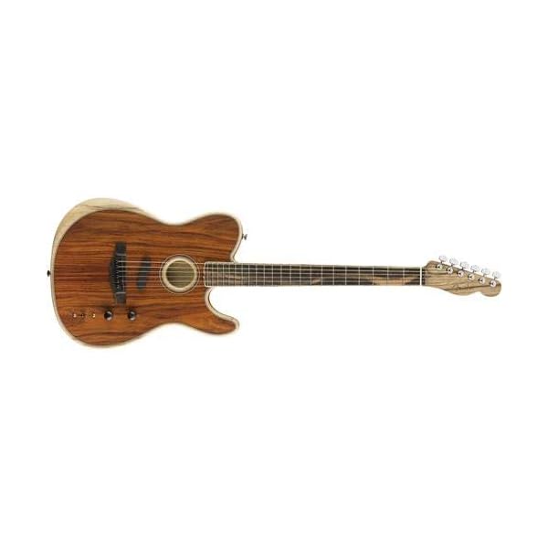 Fender American Acoustasonic Exotic Cocobolo Telecaster Acoustic Electric Guitar, Ebony Fingerboard, Natural