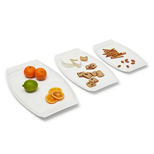 PURTURE Porcelain Serving Platter - Rounded Rectangular Plates - White - Farmhouse Kitchen Dishes - Appetizer Tray - Elegant & Luxurious Serveware - Plate Set - Oven/Dishwasher Safe - Holiday Decor - Thumbnail 3
