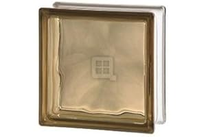 QUALITY GLASS BLOCK Seves Glass Block 7.5 x 7.5 x 3 Basic Wave Brown Color Glass Block