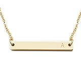 18K Gold Initial Bar Necklace Mothers Day Gift Bridesmaid Jewelry Sorority Sister Gift