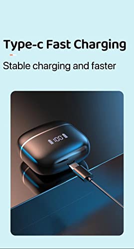 Wireless Earbuds Bluetooth 5.1 Headphones in Ear True Wireless Stereo Long Playtime Bluetooth Earbuds Built-in 4 Mics Waterproof Smart Touch Control Enhanced Bass LED Display Headset for Sport Work