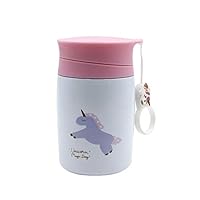Cute Unicorn Stainless Steel Wide Mouth Thermos Insulated Vacuum Travel Mug 10oz with Handle Ring