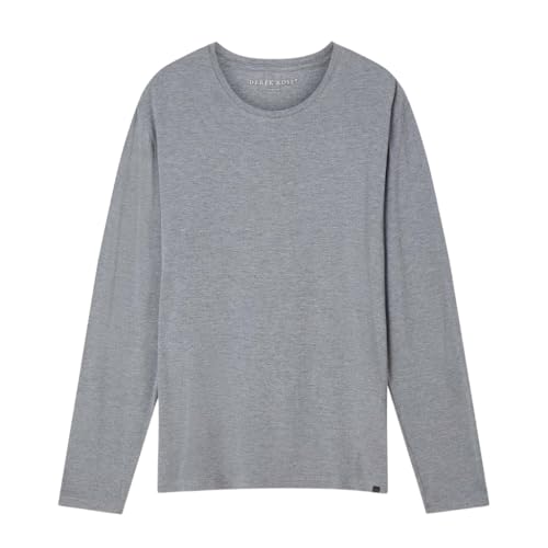 Derek Rose Men's Marlowe Long Sleeve T-Shirt, Charcoal, Large