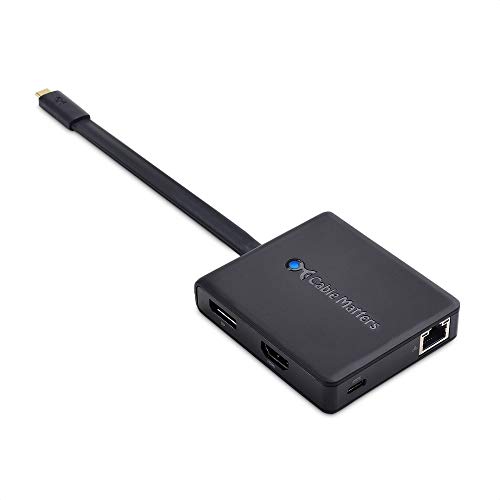 Cable Matters USB C Hub with HDMI, DisplayPort, VGA, USB 2.0, Fast Ethernet, 60W PD in Black - Thunderbolt 3 Port Compatible for MacBook Pro, Dell XPS, HP Spectre x360 and More