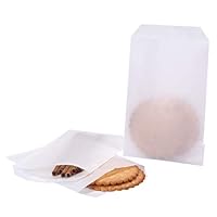 Flat Glassine Waxed Paper Treat Bags 4x6 Semi-Transparent for Bakery Cookies Candies Dessert Chocolate Party Favor, Pack of 100 by Quotidian (4