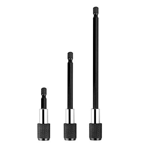 Eyech 3Pcs Magnetic Drill Bit Extension Quick Change Impact Driver Bits 1/4 Inch Hex Shank Magnetic Screw Holder 2/4/ 6 Inch Length Security Head Screwdriver Driver Bit Set