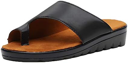 Women Comfy Platform Sandal Orthotic Shoes Summer Flat Toe Post Bunion Corrective Sandals Ladies Beach Travel Slippers Black Silver Gold Leopard Brown 3-9 UK