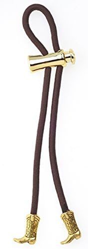 PulleezSliding Ponytail Holder, Gold Boot Metal Charms - Brown Elastic Hair Tie Bracelet