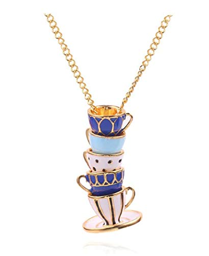 CrownOfRibbons Tea Cup China Necklace, Teacup Jewellery for Women in an Organza Gift Bag