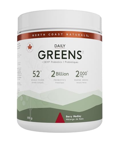 North Coast Naturals Ultimate Daily Greens | Superfood blend of superfruits, land, and sea greens - 570 g - Berry Medley