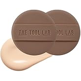 THE TOOL LAB Long-lasting Tension Puff (Glow type, Round) - Korean Olive Young Makeup Puff Sponge for Liquid Foundation Cushion Shading Blusher, 100% Pure Rubycell for Moisterizing Fitting - 2.1 inch
