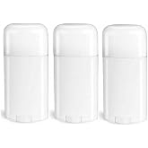 Deodorant Container - Empty - 2.65 Ounce - Twist-Up Refillable Plastic Tube for Deodorants - Cosmetic Crafts - Pack of 3 &ndash; Oval Cap- By Natural Farms
