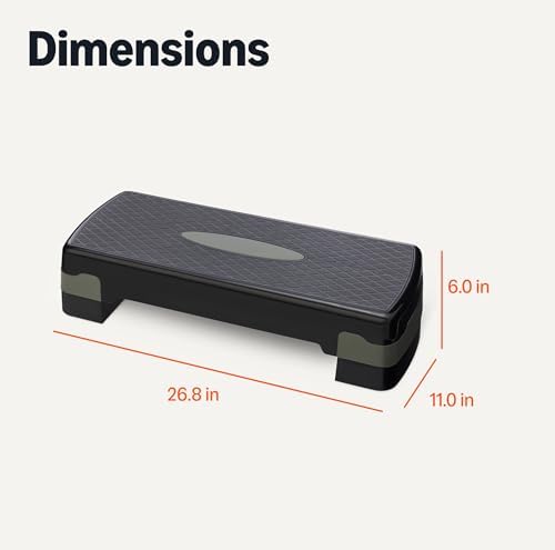 Plateforme de Step Aérobique, Stepper d'Exercice Réglable Pour la Maison, 68.58cm, Noir/Gris