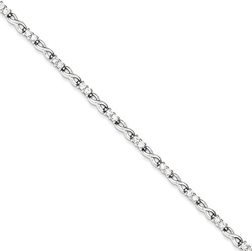 Sterling Silver CZ X&amp;O Bracelet,7.5