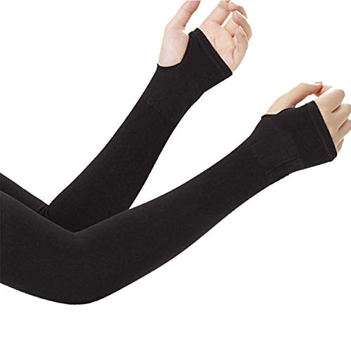 UV Protection Arm Warmer Sleeves Cover Womens Cooling Cityelf Sun Block Driving Gloves Mitten (medium, black 2) - Thumbnail 2