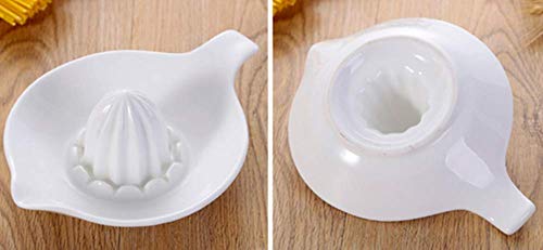 Porcelain Citrus Juicer Reamer with Handle and Pour Spout,Stackable Manual Juicers Make Your Own Orange,Grapefruit,Lemon, Fruit Juices Serving Bowls White - Thumbnail 2