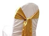 10 New Satin Chair Sashes Bows Ties - Wedding Decorations - Gold