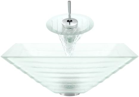 The Polaris Sinks P406 Chrome Bathroom Ensemble (Bundle - 4 Items: Vessel Sink, Waterfall Faucet, Pop-Up Drain, and Sink Ring)