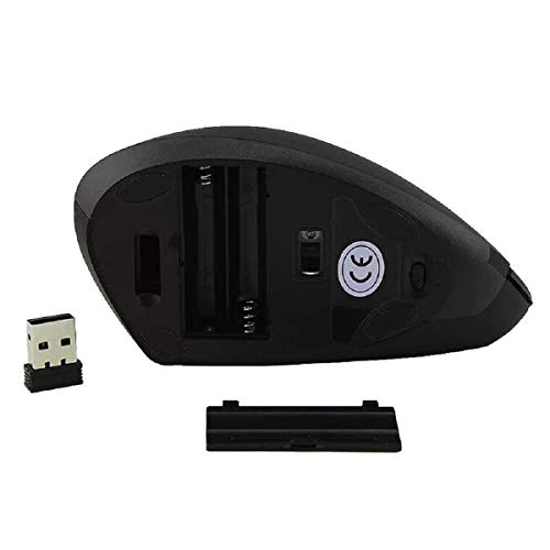 Wireless Mice, Putars 2.4G Wireless Vertical Ergonomic Optical Mouse, 1600DPI, USB Mice, 6 Buttons, Compact and Lightweight, Easy to Carry - Black