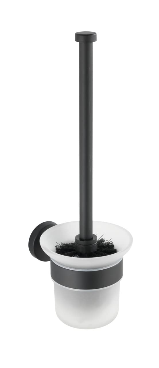 WENKO Bosio Toilet Brush Holder, Stainless steel, matt, 35 x 14 x 10 cm