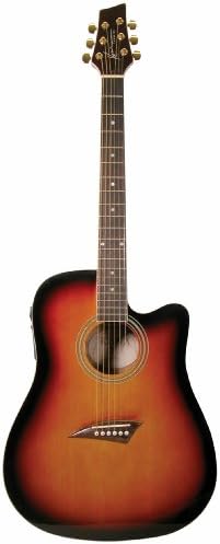 Kona K1ETSB Acoustic Electric Dreadnought Cutaway Guitar in Tobacco Sunburst Gloss Finish