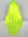 BLUPLE Silky Straight Lace Front Wigs Platinum Gray Trendy Heat Resistant Synthetic Hair Half Hand Tied Wigs for Cosplay Daily Wear (22 inches, Straight,Bright Yellow Green)