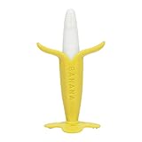 Home Best Buy Baby Toothbrush Banana Teether Teething Toys Chewable Silicone Teethers with Standing Base BPA-Free FDA Approved