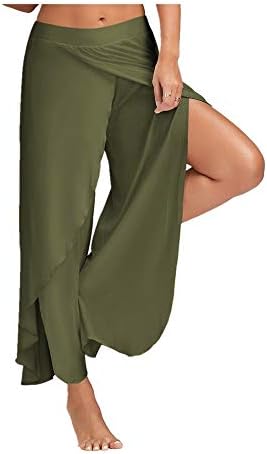 GOLDSOCKS Hotsell Women's Casual High Slit Layered Wide Leg Yoga Pants Cropped Palazzo Pants Women Ladies Solid High Split Yoga Sport Belly Elastic Waist Dance Loose Long Trousers
