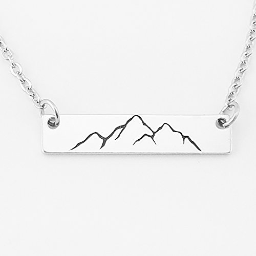 Mountain Range Bar Necklace - Hand Stamped Aluminum and Stainless Steel