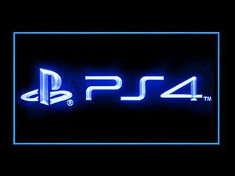 Playstation 4 Logo Zeichen Werbung Neonschild Blau