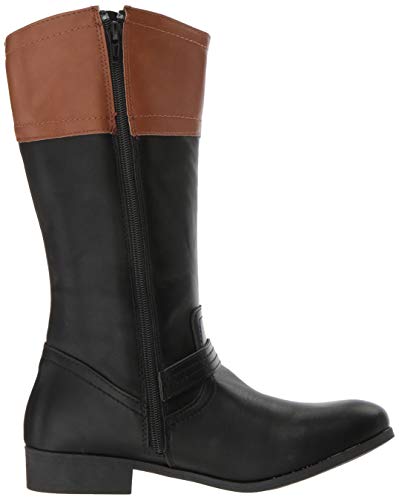 Nine West Girls' EMILIAH Equestrian Boot, Black/tan, M030 M US Little Kid