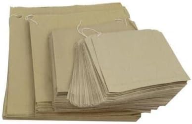 100 8.5" x 11"BROWN STRUNG PAPER BAGS | VINTAGE LOOK FLAT KRAFT PAPER BAGS | GROCERY FRUIT LUNCH HOME TAKEAWAY
