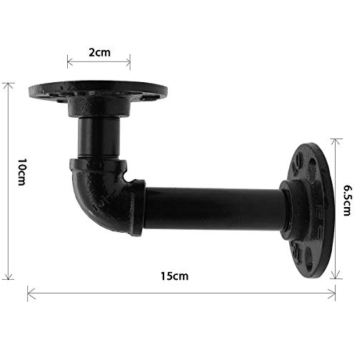 MINCORD 4Pcs Industrial Black Iron Pipe Shelf Brackets, Wall Mounted Floating Shelf, Steampunk Decor Hanging Wall Hardware, Heavy Duty Decorative Rustic Shelving Bracket, with Screw Accessories