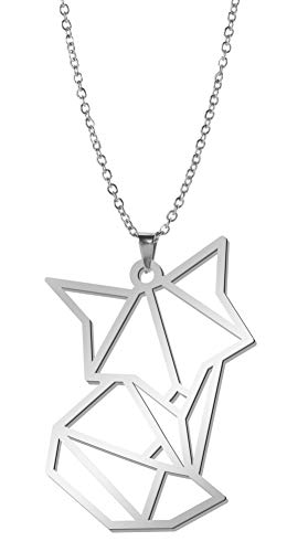 anzuelo Origami collar lindo animal zorro acero inoxidable plata chapado en oro colgante collar de cadena para mujeres hombres niñas
