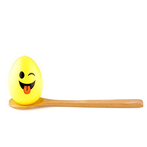 image for The Twiddlers Sumer Egg Relay Game with Emoji Eggs, 8 Wooden Spoons & 