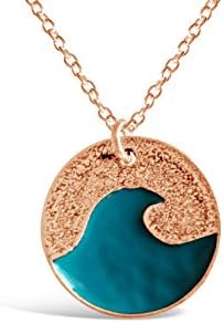 Rosa Vila Blue Ocean Wave Necklace, Go with the Waves Beachy Ocean Necklace, Ocean Jewelry for Women (Blue)