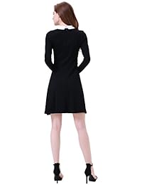 Aphratti - Vestido de manga larga para mujer, estilo informal, con cuello de Peter Pan