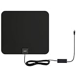 AUKEY HDTV Antenna, Amplified Indoor Digital TV Antenna with in-line Amplifier Signal Booster and 9.8ft Coax Cable for HDTVs (Black)
