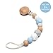 O'MySummer Modern Pacifier Clip for Baby｜Natural Beech Wood & 100% BPA Free Silicone Beads｜Universal fits Bibs, Nuk, Tommee Tippee and Avent｜Binky Holder for Infant Newborn Girls Boys(Royal Blue)