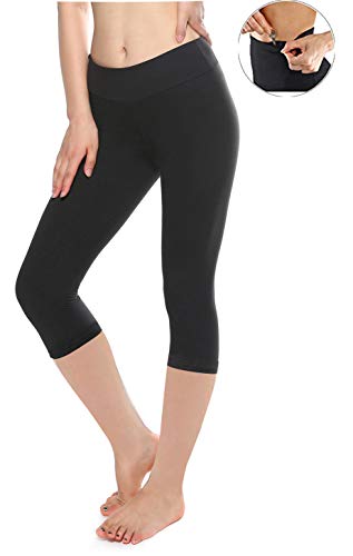 KT Buttery Super Soft Leggings for Women - Full Length Lightweight Leggings - Casual Solid Leggings Pants with Plus Size (One Size, Capri Black)