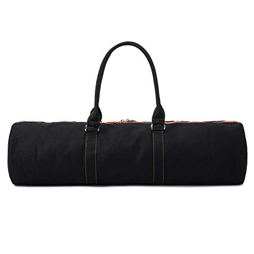 YanHao Yoga Mat Bags Canvas Yoga Mat Carrier with Zipper Pocket for Women and Men(Black)