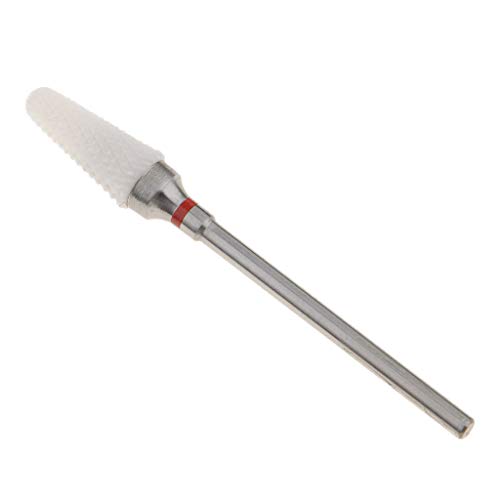 SM SunniMix 3/32 Shank Pro Ceramic Files Flame Drill Foot Bit Nail Art Salon Electric Drill Manicure Tool, Fine/Medium/Coarse Grit, White - TC-111ST-F