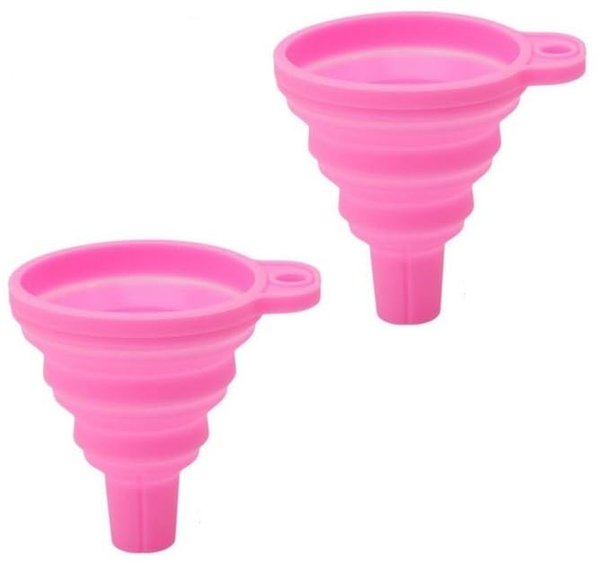 【Amazon限定】じょうご ミニ折りたたみ漏斗セット シリカゲル 漏斗 水ボトル 液体転送 狭口 漏斗 携帯便利 キッチンツール (パステルピンク, 2個 小(7cm*6.3cm 小口径:1cm)) の商品画像