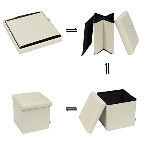image for B FSOBEIIALEO Folding Storage Ottoman Cube with Faux Leather Toy Chest