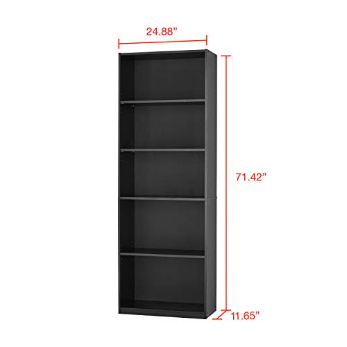 Mainstay` Orion Wide 5Shelf Bookcase (Black, 5Shelf) Pricepulse