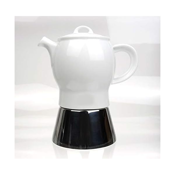 Moka Consorten Italienischer Espressokocher »Carina« | Edelstahl und weißes Porzellan | Füllmenge: 210 ml | Höhe: 18 cm…