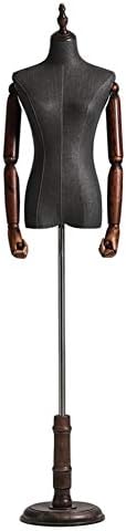 Women’s Torso / Female Mannequin Women’s Dress Form with Arms, Mannequin Body Torso for Dress Jewelry Display Photography, Black (Color : Round base, Size : M)