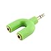 Yosoo 3.5mm Stereo Audio Earphone Headphone 2 Way Splitter Adapter Cable-Gold Plated(Random Color)