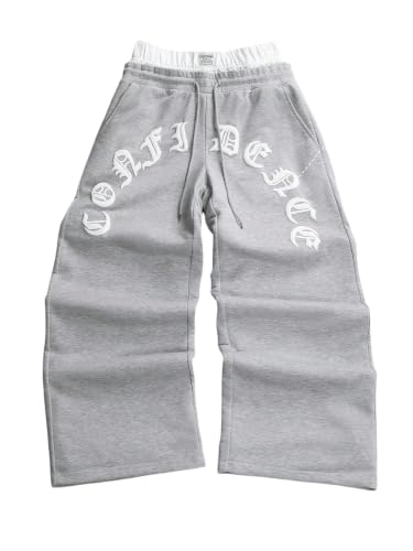 SHENHE Men's Baggy Sweatpants Graphic Embroidery Drawstring Hip Hop Pants at Amazon
