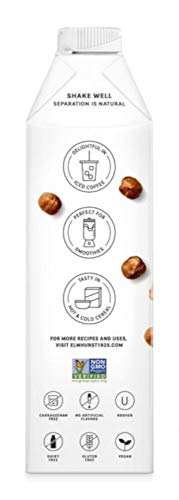 Elmhurst Milked - Hazelnut Milk - 32 Fluid Ounces (Pack of 2) Only 6 Ingredients, 4X the Protein, Non Dairy, Keto Friendly, No Added Gums or Elmulsifiers, Vegan